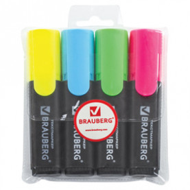 Набор текстовыделителей "Contract", 1-5мм, 4 цв., Brauberg
