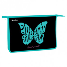 Папка д/тетрадей А4 1 отд., "Butterfly", пластик, на молнии, Berlingo 