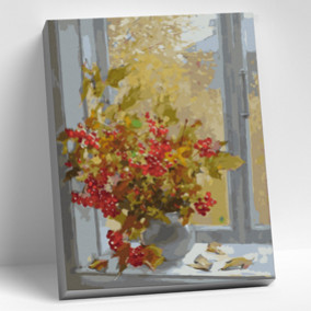 Картина по номерам Калина на окне (Штуц Е.), цветной холст (40х50) 