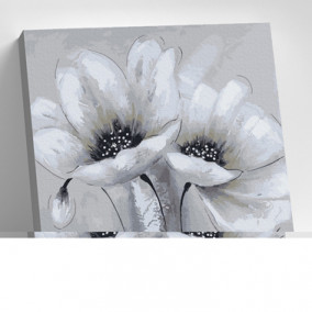 Картина по номерам Белые цветы, (30х30) 