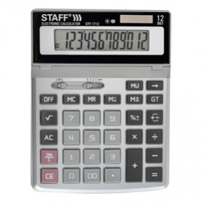 Калькулятор STAFF STF-1712 (200х152мм), 12 разрядов, двойное питание, метал.