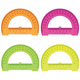 Транспортир 12см 180град. прозрачный флуоресц. Стамм