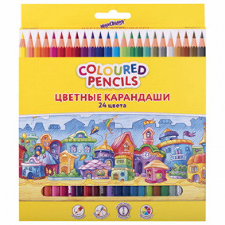 Карандаши 24 цв. Домики, шестигран., Юнландия