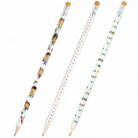 Карандаш ч/г Эники-беники, НВ, с ластиком, корпус ассорти, Пифагор